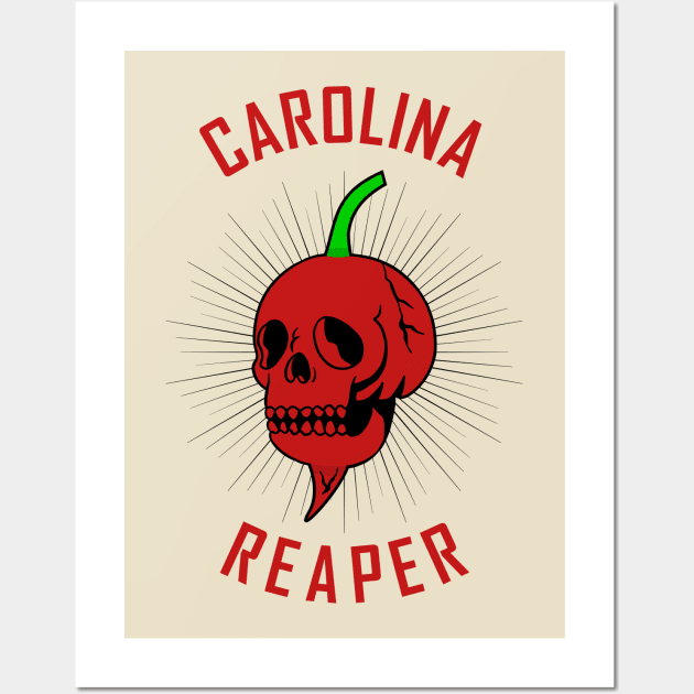 Skull carolina reaper hot pepper Wall Art by Chiro Loco